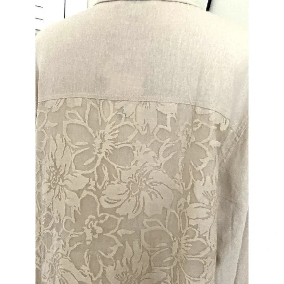 NWT Simply Noelle Shirt Size 12-14 Tan lace Back Ruffle TradWife Boho - Picture 8 of 12